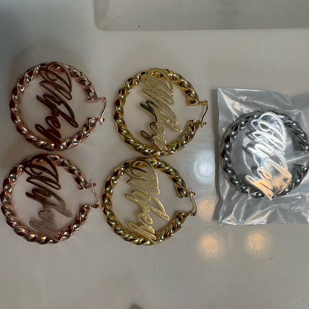 Gold and Silver Hoop Earrings Set
